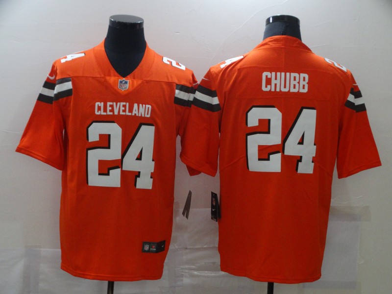 Men Cleveland Browns #24 Chubb Orange Nike Limited Vapor Untouchable NFL Jerseys